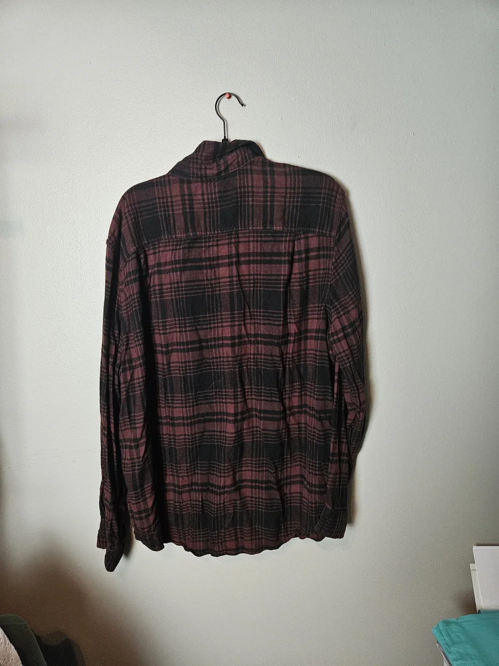 George Men's Burgundy and Black Plaid Shirt Jacket